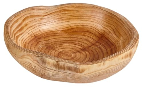 EUBSWA Stilvolle Obstschale aus Naturholz Handgefertigte Unregelmäßige Holzschale für Küchentheke & Tischdekoration, Kreative Servierschüssel für Obst, Salate (20-24CM)