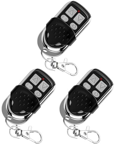 3PCS Universal Automatic Gate Remote Control 433MHz Door Copy Remote Control Fob Metal Design Wireless Garage Door Opener Cloning Key Fob 4 Buttons Fixed Code for Electric Roller Shutters Car Alarms
