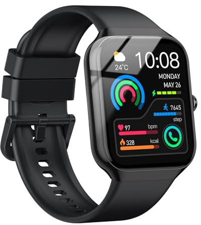 Smartwatch Herren, 113+ Sportmodi Herren Uhr Schrittzähler Schlafmonitor Herzfrequenz SpO2 Smart Watch Damen, 1.96'' Fitnessuhr IP68 Wasserdicht mit Telefonfunktion, Fitness Tracker für iOS Android