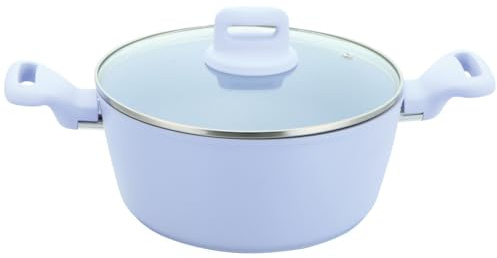 9.5L Stockpot with Lid Non Stick Cooking Pots with Tempered Glass Lid Induction Base Aluminum Casserole Pot for Cooking Soups & Brew Boiling Stews Pots (Purple, 32cm Stock Pot)