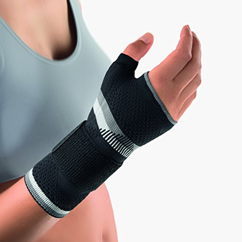 Bort 112940 x-large rechts schwarz ManuBasic Plus Handgelenkbandage mit Daumeneinschluß, rechts oder links tragbar in verschiedenen Farben, rechts x-large, schwarz