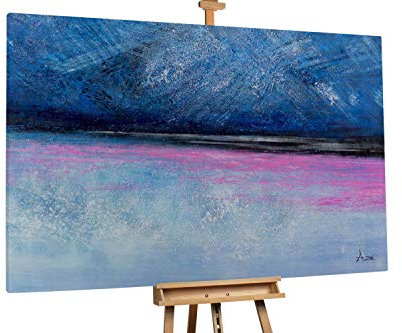 KunstLoft® XXL Gemälde 'Midnight by The Lake' 180x120cm | original handgemalte Bilder | Meer Abstrakt Rosa Blau | Leinwand-Bild Ölgemälde einteilig groß | Modernes Kunst Ölbild