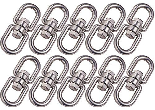 POFET 10Pcs M5 304 Stainless Steel Double Ended Swivel Eye Hook Connector for Hanging Chair, Swivel Grill, Dog Leash