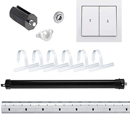 NOBILY Rolladen-Komplett-Set f. 40mm Achtkantwelle Elektronischer Mini-Rolladenmotor 13Nm + Rolladen Doppelwippe + Mechanik-Set bis zu einer Gesamtlänge von 2,0 Meter