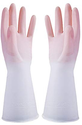Thin Translucent Household Dishwashing Gloves Household Kitchen Durable Cleaning Wear-Resistant Fairy Gloves S 仙女蓝色