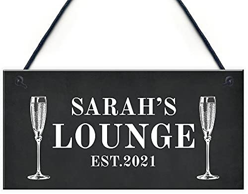 Personalised Lounge Sign Home Bar Sign Garden Plaque Prosecco Gin Alcohol Sign