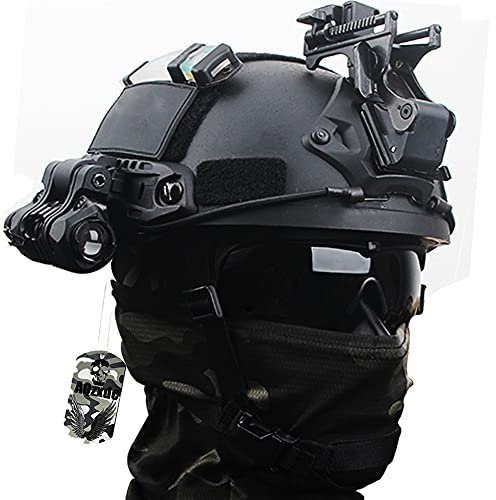 AQzxdc Casco Mich 2000 dell'Esercito Tattico, con Passamontagna E Torcia E Set di Occhiali, Attrezzatura da Esterno Resistente agli Urti, per Softair Paintball CS Game,Sets c