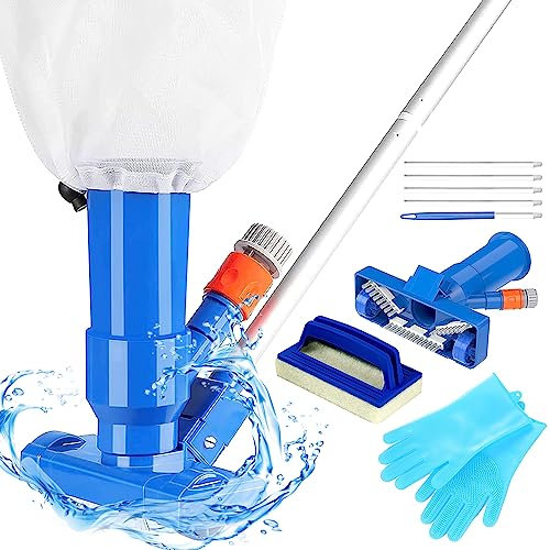 MEISHANG Aspirapolvere per piscina, con asta in alluminio da 1,4 m, per la pulizia della piscina