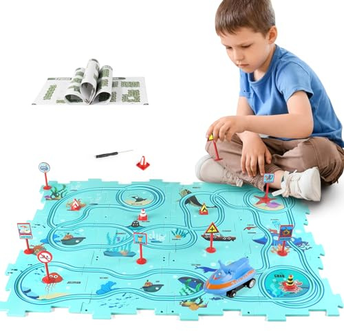 XAZASTOV Ocean Puzzle Track Car Play Set for 3-5 Year Old Boys Toy