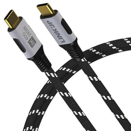 LINKUP - Cavo USB 4.0 240W 40Gbps Tipo-C Thunderbolt 4 [1,8m] Video 8K@60Hz Ricarica e dati rapida Rivestito resistente Compatibile con iPhone 15/16 Pro/Max MacBook Pro/Air iPad Pro Galaxy S23