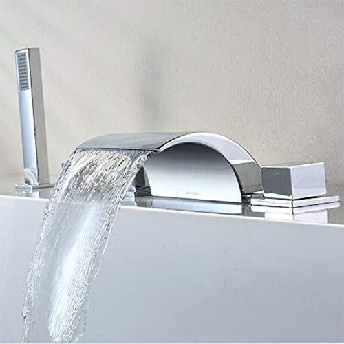 Begoniape Robinet de baignoire cascade - Moderne - Lavabo à main - Robinet de salle de bain - Robinet mitigeur en laiton avec robinet et pommeau de douche