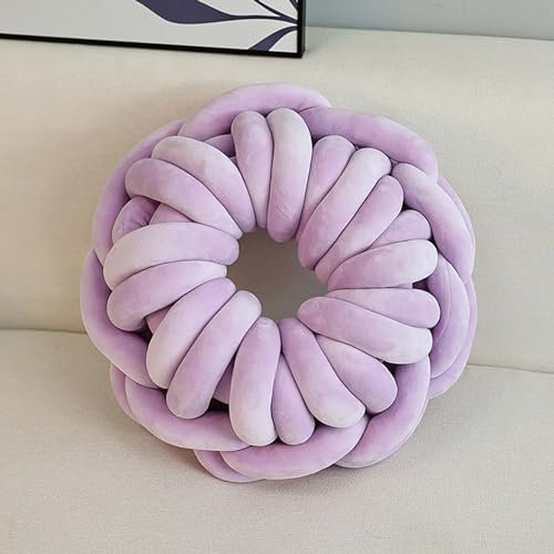 Plüsch Knotenkissen,Knot Kissen Ball, Geknotetes Kissen,Knoten-Ball-Kissen, Runde Kissen Samt Deko Sofa-Kissen für Schlafzimmer, Sofa,Lila