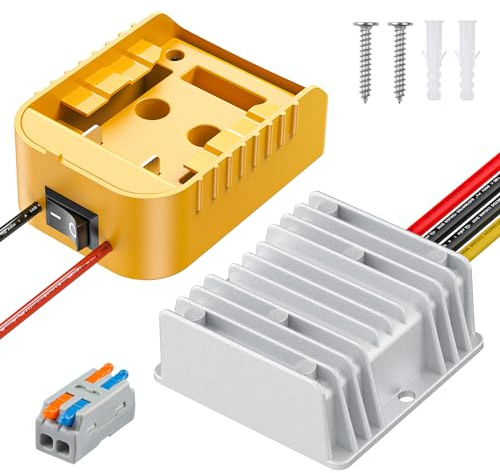 Vibit 20 V to 12 V Step-Down Converter for Dewalt Battery, DC Power Adapter, Voltage Reducer Transformer 180 W Buck Converter Regulator for Golf Cart RC Car Truck Light & DIY (with Switch)