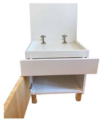 Beetle Wood - Mesita de Noche Gris con Compartimento Secreto Oculto y Doble Fondo Invisible | Cajonera camuflada con Cerradura NFC y RFID con App | Mueble Caja Fuerte para Dinero, Joyas