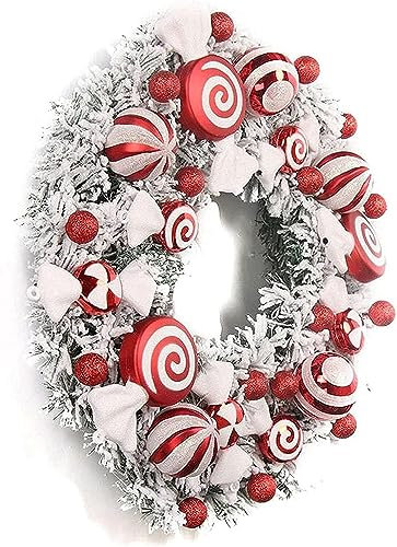 Türen, Künstliche Weihnachtsgirlande, künstlicher Weihnachtskranz, 40 cm, Weihnachtskranz for den Außenbereich, Süßigkeiten-Kranz for die Haustür, Zuhause, Weihnachtsdekoration, Kranz for den Winter