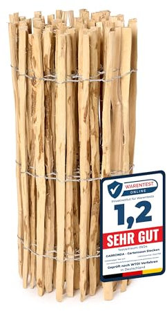 Garronda Recinzione Giardino Esterno in Legno di nocciolo, Recinzione da Giardino, staccionata in Legno GD-0079 (Distanza doghe: 3-5 cm, 90 cm x 5m)