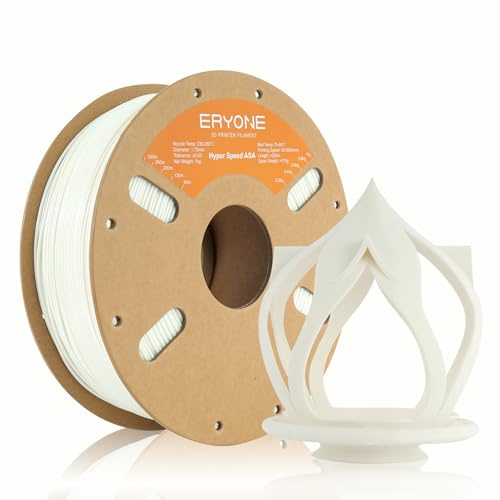 ERYONE High Speed ASA Filament 1.75mm +/- 0.03mm, 3D Drucker Filament, 30-200mm/s Rapid ASA Filament, 1kg/Spool, White