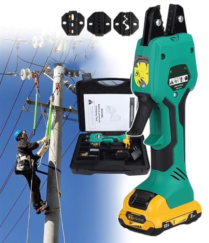 forplubossmmp Pince À Sertir Électrique Rechargeable 12V 2,0A Pince À Sertir Hydraulique | Kit De Mâchoires pour Outil De Sertissage Portatif Coupe-Câble Alimenté par Batterie pour Terminal 0,25~10M㎡