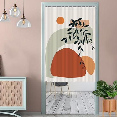 Türvorhang Ziegelrot Orange Küchenvorhänge Polyester Raumteiler Vorhang Waschbar Vorhänge Kurz Küchenvorhang Langlebig Fliegenvorhang Terrassentür tür Vorhang Verdickung Vorhang Tür 70x150cm