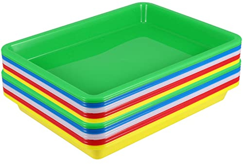 HEIYUET 20 Stück Buntes Kunststoff Tablett Rechteckig, 28 x 21,5 x 3 cm Mehrfarbig Kunsttabletts aus Kunststoff, Sensorisches Tablett für Bastelarbeiten Sortierung