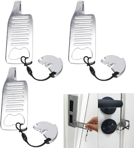 3 PCS Portable Door Lock for Travelling, Portable Door Lock, Travel Door Lock for Hotel Rooms,Travel Door Lock Latch, Stainless Steel Privacy Lock, No Drill Portable Security Lock
