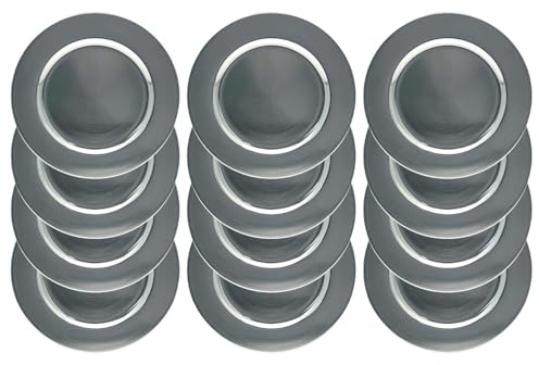 Daniel James Metallic Charger Plates - 33cm Round Reusable Dining Table Setting Plates for Christmas Party, Celebration, Weddings & Table Décor Placemat - Silver Solid, Pack of 12