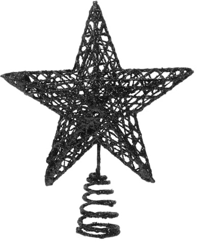 IMIKEYA Weihnachtsbaumspitze Stern Schwarz Metall Glitzer Baumspitze Weihnachten Dekoration Stern Christbaumspitze Weihnachtsbäume Weihnachtsbaumspitze, 7,5 Zoll