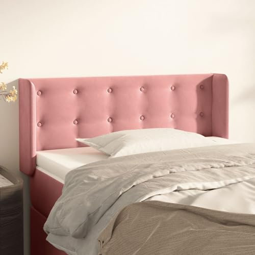 Sufrk Kopfteil mit Ohren Bett Kopfteil Kopfenden Bed Headboard Bettkopfteil Kopfteil Rosa 103x16x78/88 cm Samt