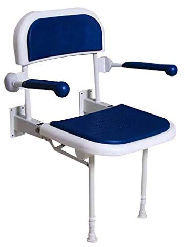Sedia da doccia pieghevole con schienale e maniglia di sicurezza per donne incinte, montaggio a parete, sedile per vasca da bagno per anziani disabili e disabili, soluzione di sicurezza per il bagno
