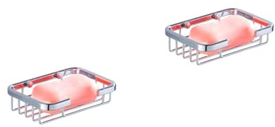 CAXUSD 2stücke Wandmontierter Seifenhalter Praktische Seifenschale Mit Abtropffläche Für Dusche Bad Und Küche Hält Seife Trocken Und Design Silber