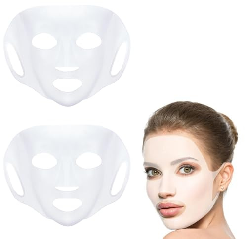 SGERUFZ 2 Pcs Wiederverwendbare silikon Maske Gesichtsmaskenabdeckung Feuchtigkeitsmaskenabdeckung mit Haken Silikon Gesichtsmaskenhalter Verhindern Verdunstung Masken Gesichtspflege
