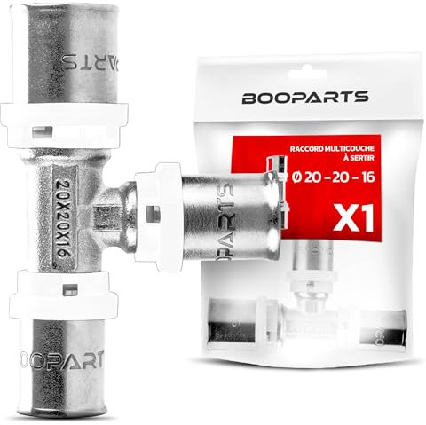 BOOPARTS raccordo multistrato 20-20-16 a crimpare contorno TH - Tee multistrato ridotto a crimpare - raccordo idraulico per tubo multistrato 20 e 16