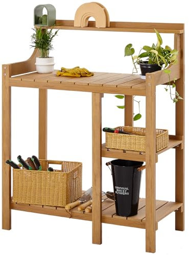 Pflanzbank, HDPS Pflanzbank, Tisch, 127,7 x 44,5 x 94,5 cm (L x B x H), Allwetter-Blumentopf, Arbeitsplatz für Gartenarbeit im Freien, wie Teakholz