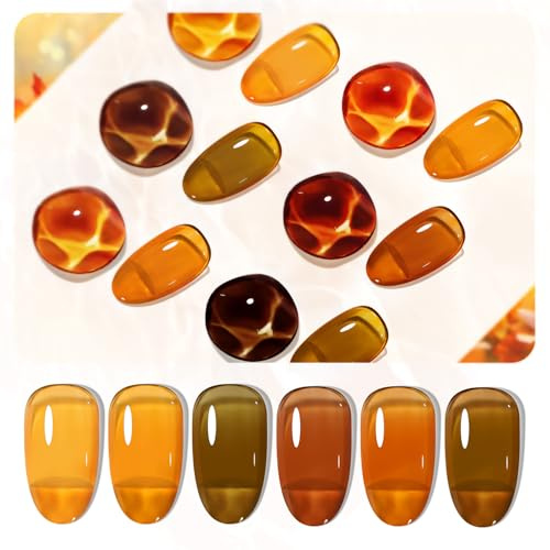JODSONE Lot de 6 vernis à ongles gel collection automne effet gelée Soak Off Need U V LED Gel Polish Set Automne Mauve Marron RotDlY Home Manucure de qualité salon