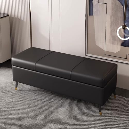 Ottoman-Bank aus Leder, gepolsterte Eingangs-Schuhbank mit Beinen, multifunktionaler Aufbewahrungskoffer, stilvolle Bettbank für Wohnzimmer oder Lounge