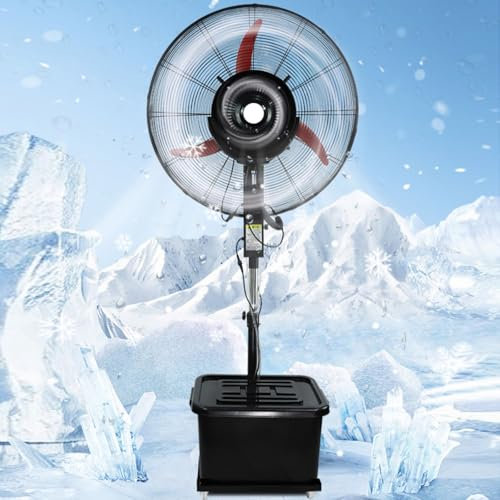 YCYRF Ventilador Nebulizador de Agua Industrial, Ventilador con Agua Pulverizada, 3 Velocidades y DepóSito de Agua de 42 L, Altura Ajustable para Uso Industrial, Comercial y Residencial(50cm/20in)