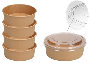 Lauroo Kraft Salatschalen mit Deckel Kraftpapier Schalen - 500 ml - 50 Stück