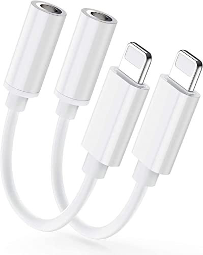 Adaptador de auriculares para Apple Cable Aux Auriculares Lightning Jack Auriculares Accesorios (2 Pack) Divisor 3,5 Puerto Conector Headphones para iPhone 14 13 12 11 Pro Max Mini 7 8 Plus X SE XS XR