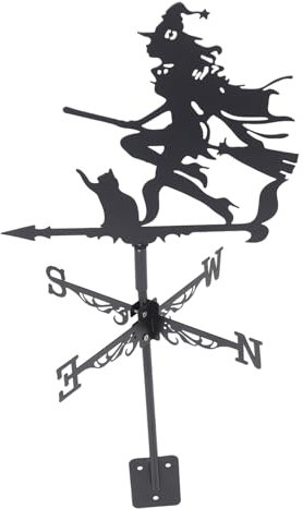 Toyvian Veleta de Hierro para Exteriores Indicador de Dirección del Viento, Soporte para Montaje en Techo, Decoración Creativa de Halloween para Jardín, Resistente Intemperie,