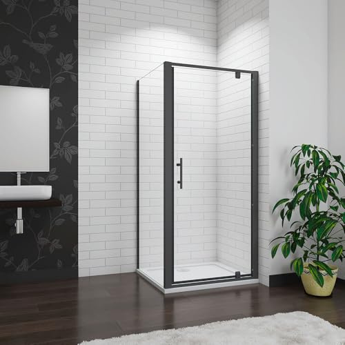 Shower Enclosure Black Pivot Hinges Cubicle 800x700x1850mm with 800x700mm Tray