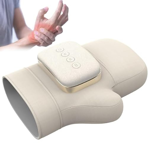 Massaggiatore Mano Elettrico, Massaggiatore Polso a Compressione d'Aria Cordless con Display Screen E Funzione Riscaldamento, 3 Livelli di Intensità Regolabili, per Sollievo dal Dolore
