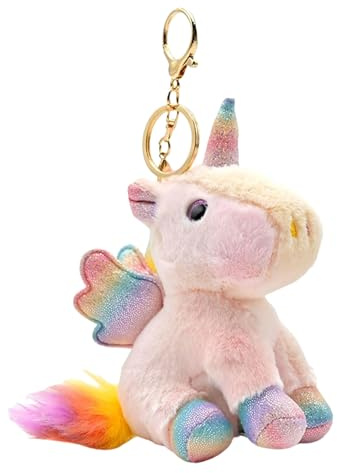 GlamRays Peluche Portachiavi Unicorno Peluche Rosa Portachiavi Chiave Borsa Zaino Ornamento Bambola Regalo Decorazione per Donne Ragazze Bambini