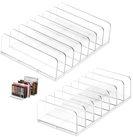 HMCEY 2 Piezas Organizador Paletas Maquillaje,Organizadors Cosmeticos Plástico,Transparente Coloretes Organizador de Paletas de Sombras,Organizadors Tocador Cajones,Makeup Organizer para Polvos