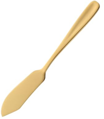 Cabilock Couteau à Beurre Acier Inoxydable Doré Trancheuse Multifonction pour Fromage Beurre Confiture et Crème Lame Tranchante et Fourchette Intégrée Ustensile de Cuisine Polyvalent
