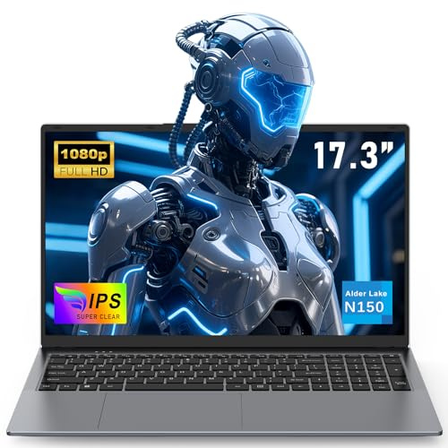 NAIKLULU Pc Portatil Laptop Processor N150 (1,2 a 3,6Ghz), 17.3 Pulgadas RAM 16GB SSD 1TB Computadora Ordenador Portatil Computer, Type-C/Teclado Completo Retroiluminado/6000Mah