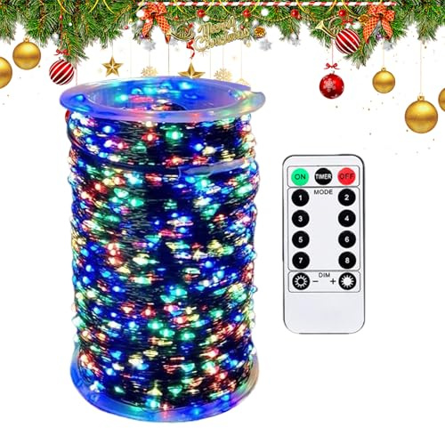 Cadena de luces – PP, cadena de luz blanca cálida LED brillante | Temporizador remoto alimentado por USB, iluminación navideña, luces decorativas para árboles de Navidad, arbustos, jardines, porches
