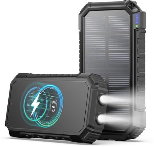 Cargador Solar Power Bank 20000mAh - A ADDTOP 3.0A Bateria Externa Carga Rapida con USB C – Bateria Portatil Inalámbrica con 4 Salidas - PD QC 3.0 Cargador Portátil para Teléfono Tableta