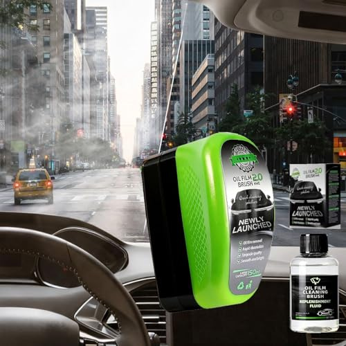 FlareZe Glass Cleaner, Windshield Cleaner, 120ml Prevents Rain and Fog Automotive Oil Film Cleaning Brush, Immediately See the Effects, Perfect Visibility at All Times (1, Pcs)