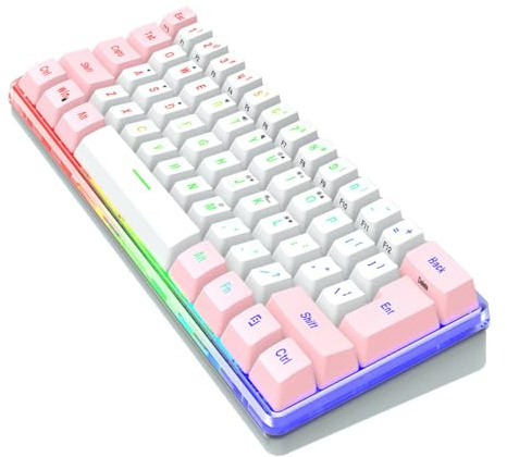 DECORNIJIA Clavier Mécanique RGB USB 61 Touches en Abs pour Gamers Réponse Rapide et Longue Durée, Clavier Compact pour Jeu et Travail