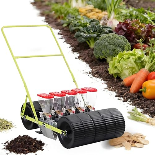 GIZMIT Single Row Precision Seeder, Portable Manual Seeder Hand-Push Garden Seeder, Garden Corn Soybean Seeder, Hand Tool for Home Gardening and Farm Use 5Rows